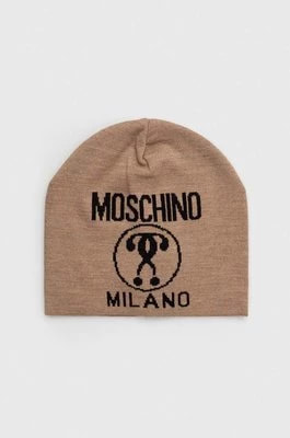 Zdjęcie produktu Moschino czapka wełniana kolor beżowy wełniana