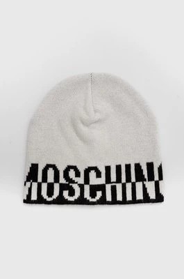 Zdjęcie produktu Moschino czapka z domieszką wełny kolor biały z domieszką wełny