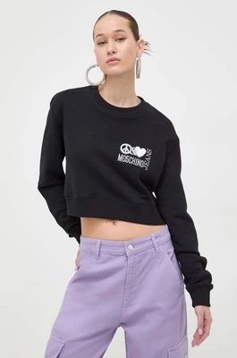 Zdjęcie produktu Moschino Jeans bluza bawełniana damska kolor czarny z aplikacją