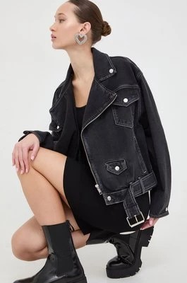 Zdjęcie produktu Moschino Jeans kurtka jeansowa damska kolor czarny przejściowa