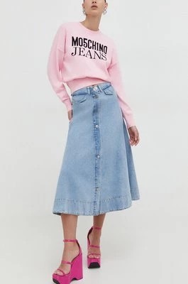 Zdjęcie produktu Moschino Jeans spódnica jeansowa kolor niebieski midi rozkloszowana