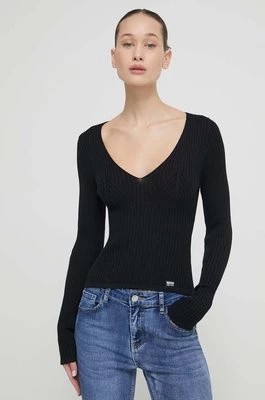 Zdjęcie produktu Moschino Jeans sweter bawełniany kolor czarny lekki