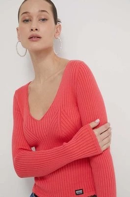 Zdjęcie produktu Moschino Jeans sweter bawełniany kolor różowy lekki