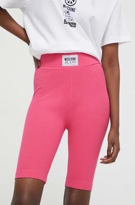 Zdjęcie produktu Moschino Jeans szorty damskie kolor różowy gładkie high waist