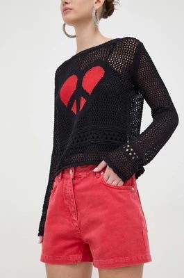 Zdjęcie produktu Moschino Jeans szorty jeansowe damskie kolor czerwony gładkie high waist