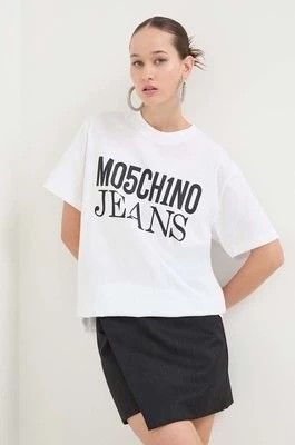 Zdjęcie produktu Moschino Jeans t-shirt bawełniany damski kolor biały