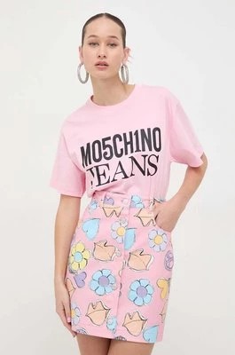 Zdjęcie produktu Moschino Jeans t-shirt bawełniany damski kolor różowy