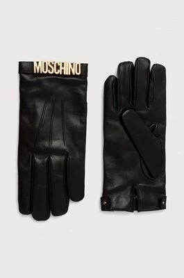 Zdjęcie produktu Moschino rękawiczki skórzane damskie kolor czarny