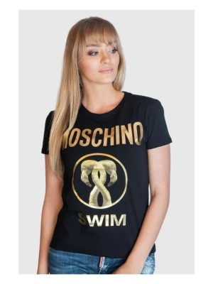 Zdjęcie produktu MOSCHINO SWIM T-shirt damski czarny złote duże logo