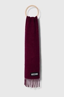 Zdjęcie produktu Moschino szalik wełniany kolor bordowy gładki