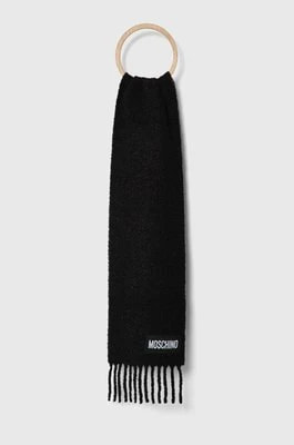 Zdjęcie produktu Moschino szalik wełniany kolor czarny gładki