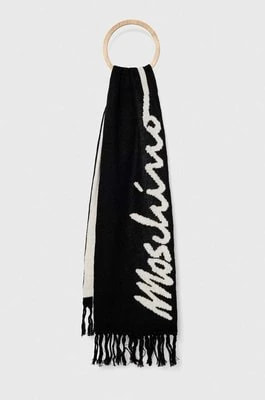Zdjęcie produktu Moschino szalik wełniany kolor czarny wzorzysty