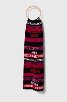 Zdjęcie produktu Moschino szalik wełniany kolor fioletowy wzorzysty