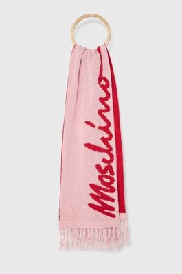 Zdjęcie produktu Moschino szalik wełniany kolor różowy wzorzysty