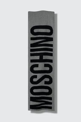 Zdjęcie produktu Moschino szalik z domieszką wełny kolor szary wzorzysty