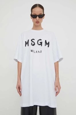 Zdjęcie produktu MSGM sukienka bawełniana kolor biały mini oversize