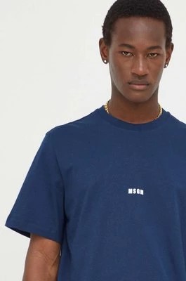 Zdjęcie produktu MSGM t-shirt bawełniany męski kolor granatowy z nadrukiem