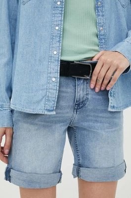 Zdjęcie produktu Mustang szorty jeansowe damskie kolor niebieski gładkie medium waist