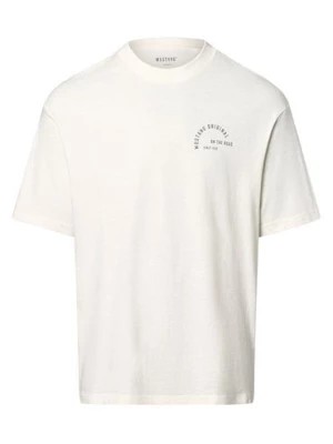 Zdjęcie produktu Mustang T-shirt męski Mężczyźni Bawełna biały|beżowy jednolity,