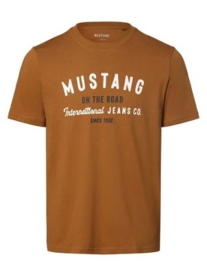 Zdjęcie produktu Mustang T-shirt męski Mężczyźni Bawełna brązowy nadruk,
