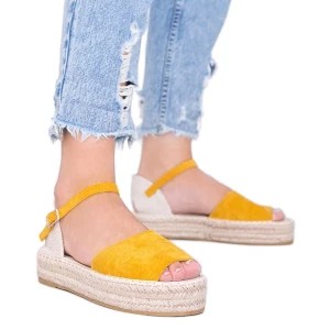Zdjęcie produktu Musztardowe sandały na platformie Pearl River żółte Inna marka