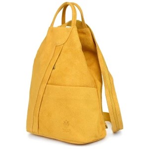 Zdjęcie produktu Musztardowy Vera Pelle włoski Plecak Skórzany damski mały żółty, złoty Merg