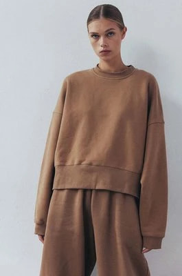 Zdjęcie produktu MUUV. bluza bawełniana damska kolor brązowy gładka