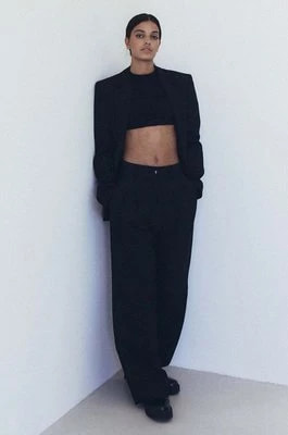 Zdjęcie produktu MUUV. spodnie damskie kolor czarny szerokie high waist