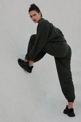 Zdjęcie produktu MUUV. spodnie dresowe z wysokim stanem MILD COTTON damskie kolor zielony gładkie