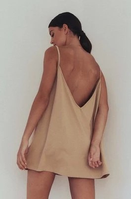 Zdjęcie produktu MUUV. sukienka bawełniana sukienka #SURFGIRL kolor beżowy mini oversize