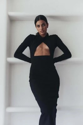 Zdjęcie produktu MUUV. sukienka JAWS kolor czarny midi dopasowana