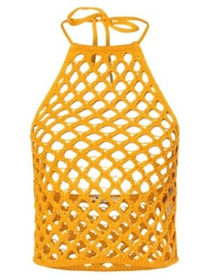 Zdjęcie produktu NA-KD Top damski Kobiety Szydełkowy żółty|pomarańczowy jednolity,