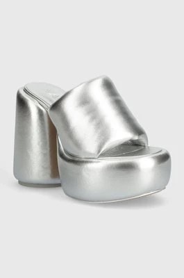 Zdjęcie produktu Naked Wolfe klapki skórzane Wow Silver damskie kolor srebrny na słupku