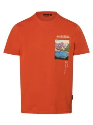 Zdjęcie produktu Napapijri Koszulka męska Mężczyźni Bawełna pomarańczowy nadruk,