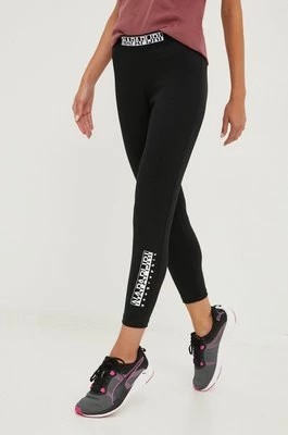 Zdjęcie produktu Napapijri legginsy M-Box Leggings 4 damskie kolor czarny z nadrukiem NP0A4GKT0411