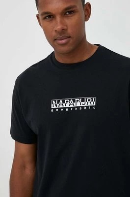 Zdjęcie produktu Napapijri t-shirt bawełniany S-Box kolor czarny z nadrukiem NP0A4H8S0411
