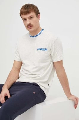 Zdjęcie produktu Napapijri t-shirt bawełniany S-Grober męski kolor beżowy z nadrukiem NP0A4HQDN1A1