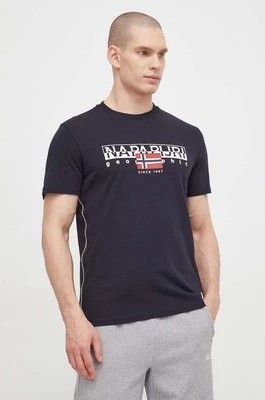 Zdjęcie produktu Napapijri t-shirt bawełniany S-Aylmer męski kolor czarny z nadrukiem NP0A4HTO0411