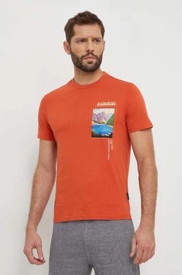 Zdjęcie produktu Napapijri t-shirt bawełniany S-Canada męski kolor pomarańczowy z nadrukiem NP0A4HQMA621