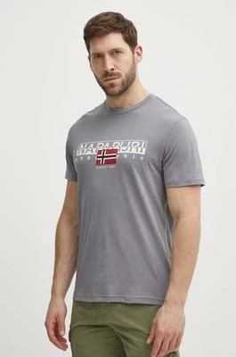 Zdjęcie produktu Napapijri t-shirt bawełniany S-Aylmer męski kolor szary z nadrukiem NP0A4HTOH581