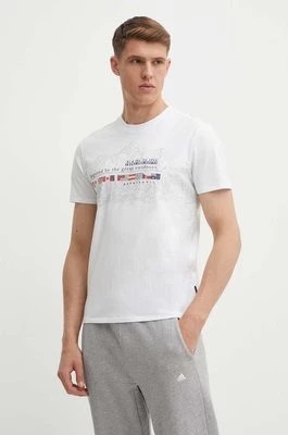 Zdjęcie produktu Napapijri t-shirt bawełniany S-Turin 1 męski kolor biały z nadrukiem NP0A4HQG0021