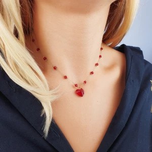 Zdjęcie produktu Naszyjnik celebrytka serce koraliki czerwone