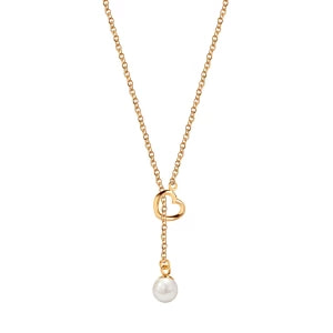 Zdjęcie produktu Naszyjnik srebrny pozłacany z perłą - serce - Pearls Pearls - Biżuteria YES