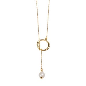 Zdjęcie produktu Naszyjnik srebrny pozłacany z perłami - koło - Pearls Pearls - Biżuteria YES