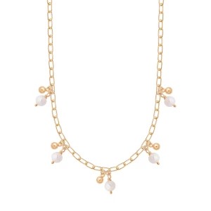Zdjęcie produktu Naszyjnik srebrny pozłacany z perłami - Pearls Pearls - Biżuteria YES