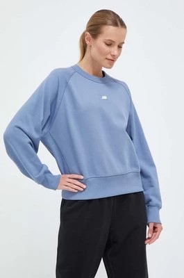 Zdjęcie produktu New Balance bluza bawełniana damska kolor niebieski gładka