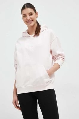 Zdjęcie produktu New Balance bluza bawełniana damska kolor różowy z kapturem gładka WT23554WAN-WAN