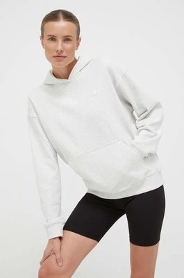 Zdjęcie produktu New Balance bluza bawełniana damska kolor szary z kapturem melanżowa