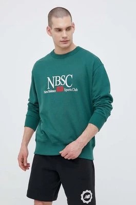 Zdjęcie produktu New Balance bluza bawełniana męska kolor zielony z nadrukiem