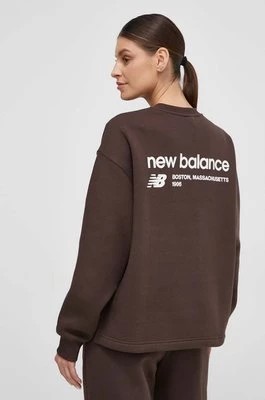 Zdjęcie produktu New Balance bluza WT33532KCF damska kolor brązowy z nadrukiem